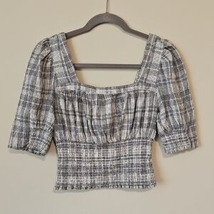 Universal Thread Navy and White Plaid Blouse